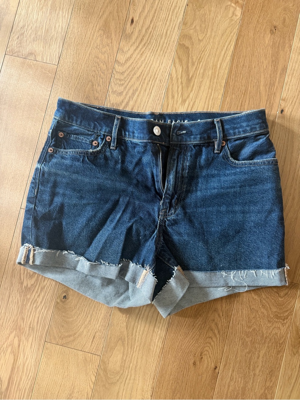 American Eagle Outfitters Dark Blue Denim Rolled-Hem Women's Shorts